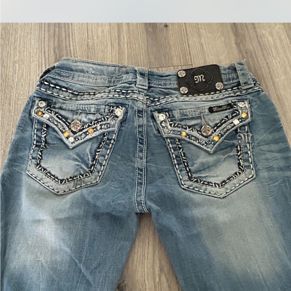 Miss Me Light Blue Jeans with Embellished Pockets